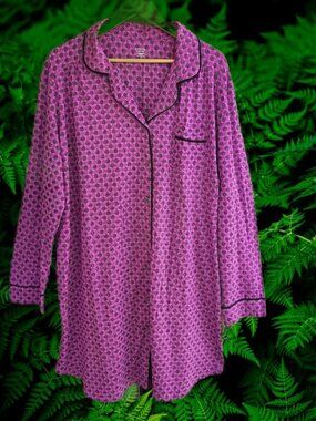 George Womens Sleepwear Sleep Shirt Button Front Pink Berry Size 2X